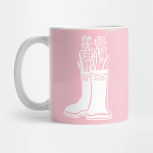 Hyacinth White Lineart Rain Boots Mug